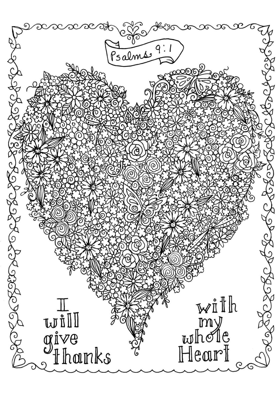 Psalms 9:1 - Coloring Sheet