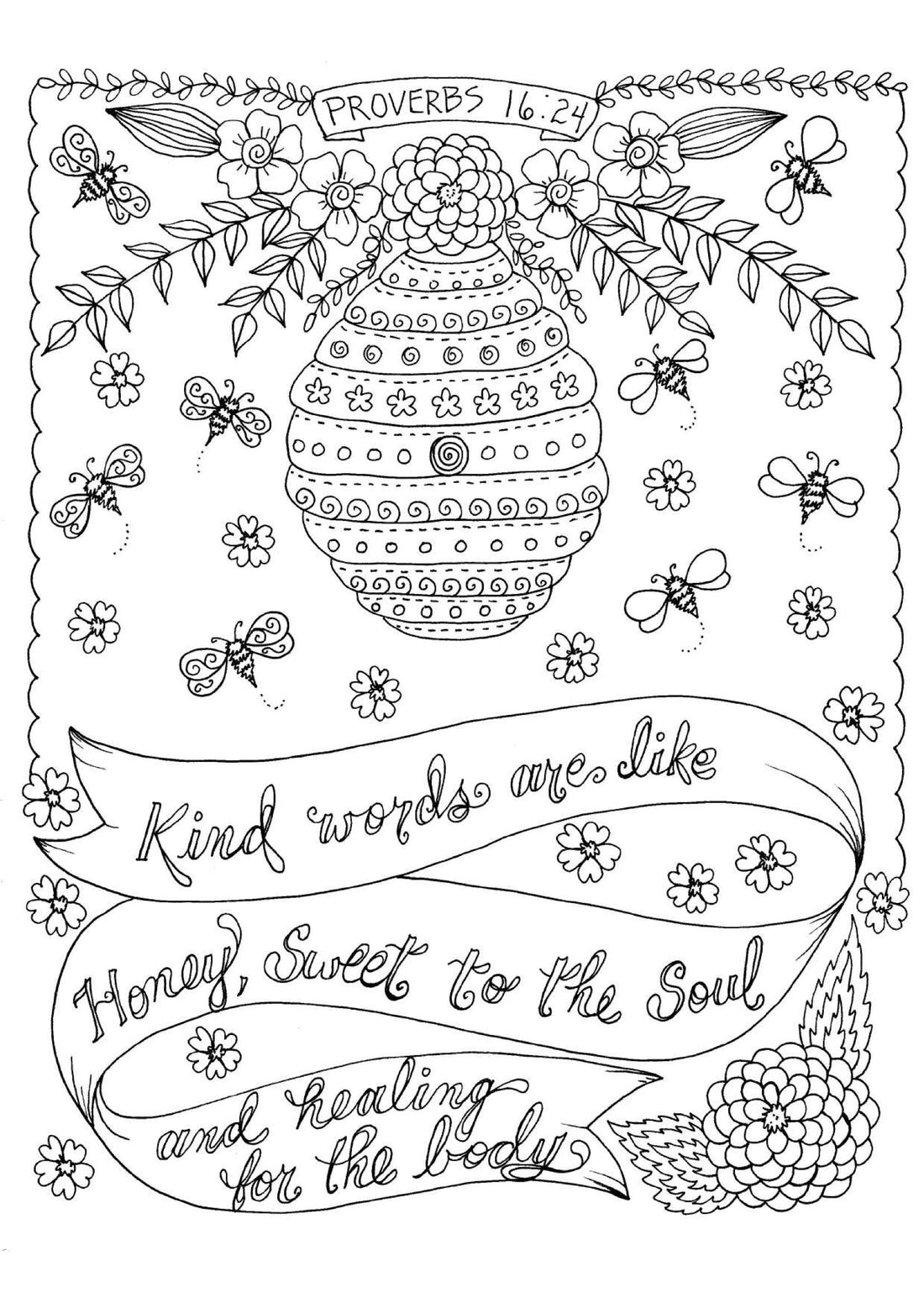 Proverbs 16:24 - Coloring Sheet
