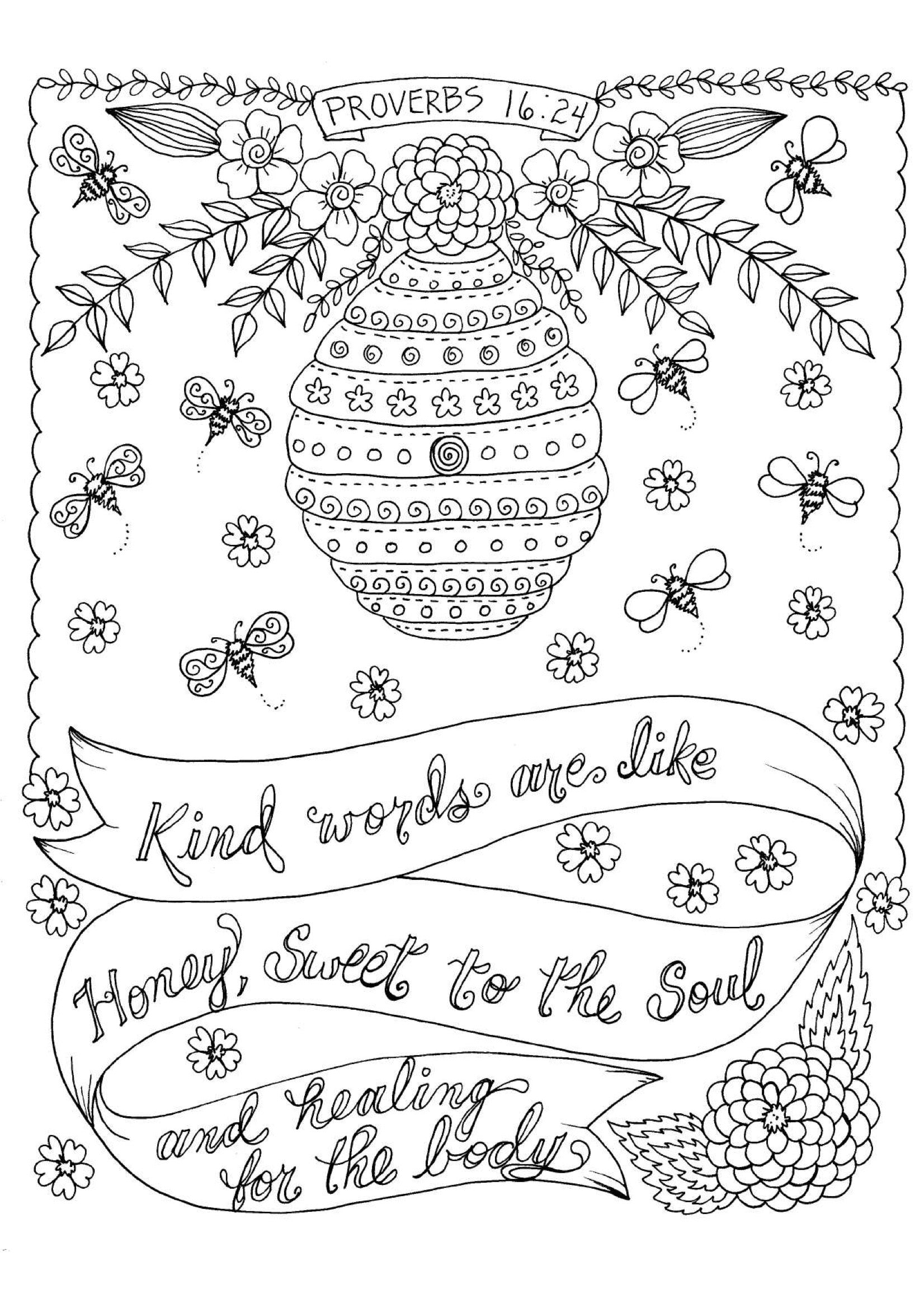 Proverbs 16:24 - Coloring Sheet