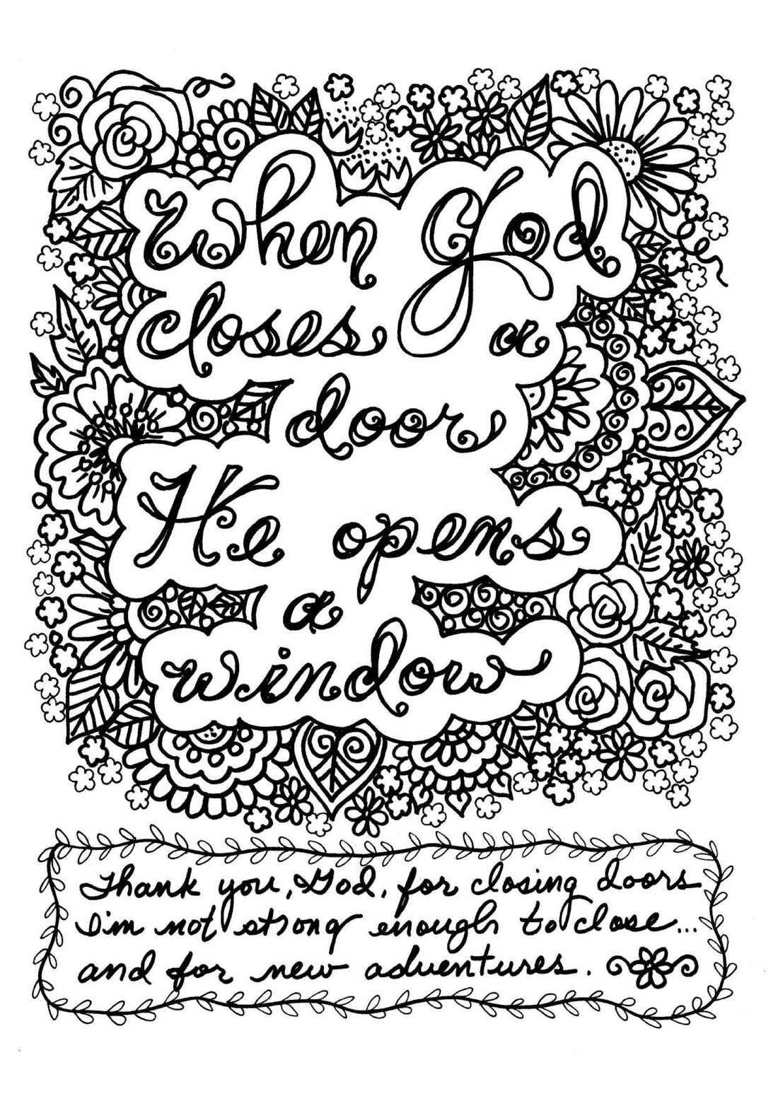 When God closes - Coloring Sheet